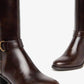 Nerogiardini - Women's Leather Stretch Buckle Knee Boots