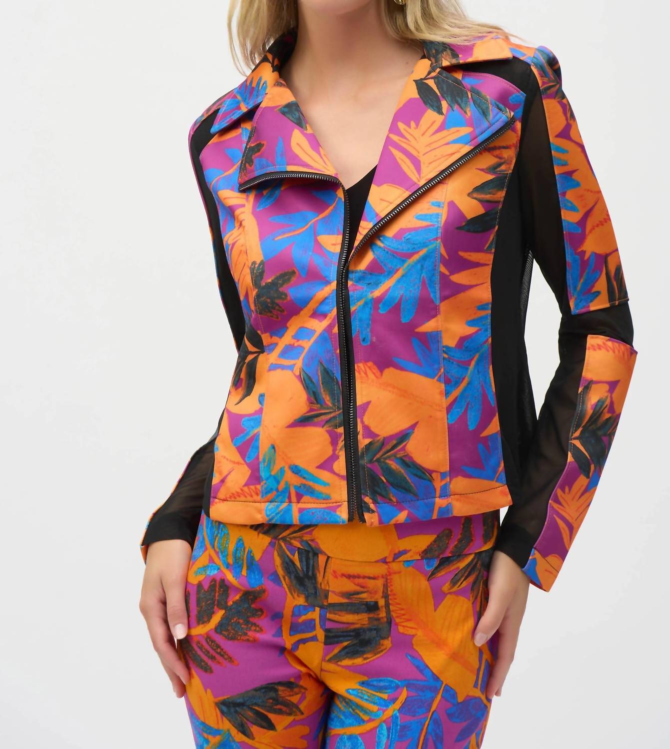 Joseph Ribkoff - Tropical Print Floral Fitted Jacket