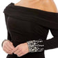 Mac Duggal - Foldover Long Sleeve Jeweled Midi Dress