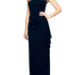 Alex Evenings - Metallic Lace Neckline Gathered Side Mesh Gown