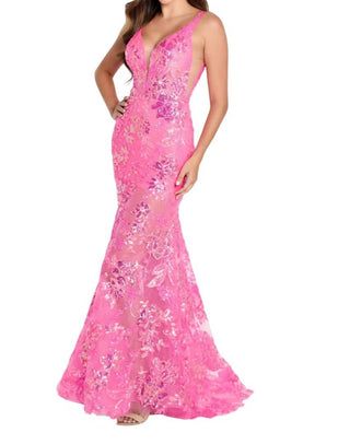 Ellie Wilde - Floral Sequin Fit And Flare Prom Dress