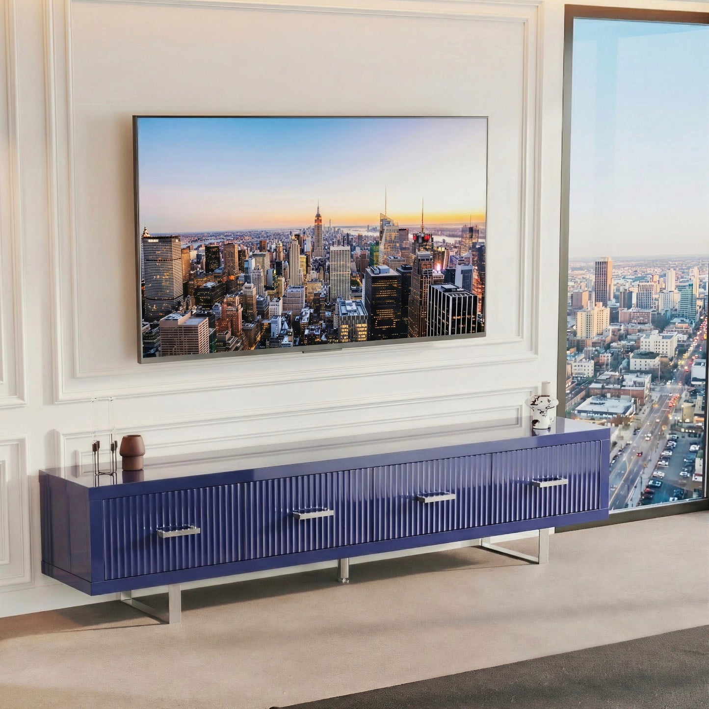 TV Stand With Slatted Drawers