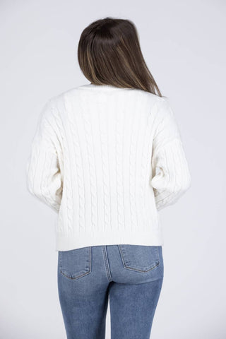 Apricot - Snowy Nights Women's Classic Cable Knit Sweater