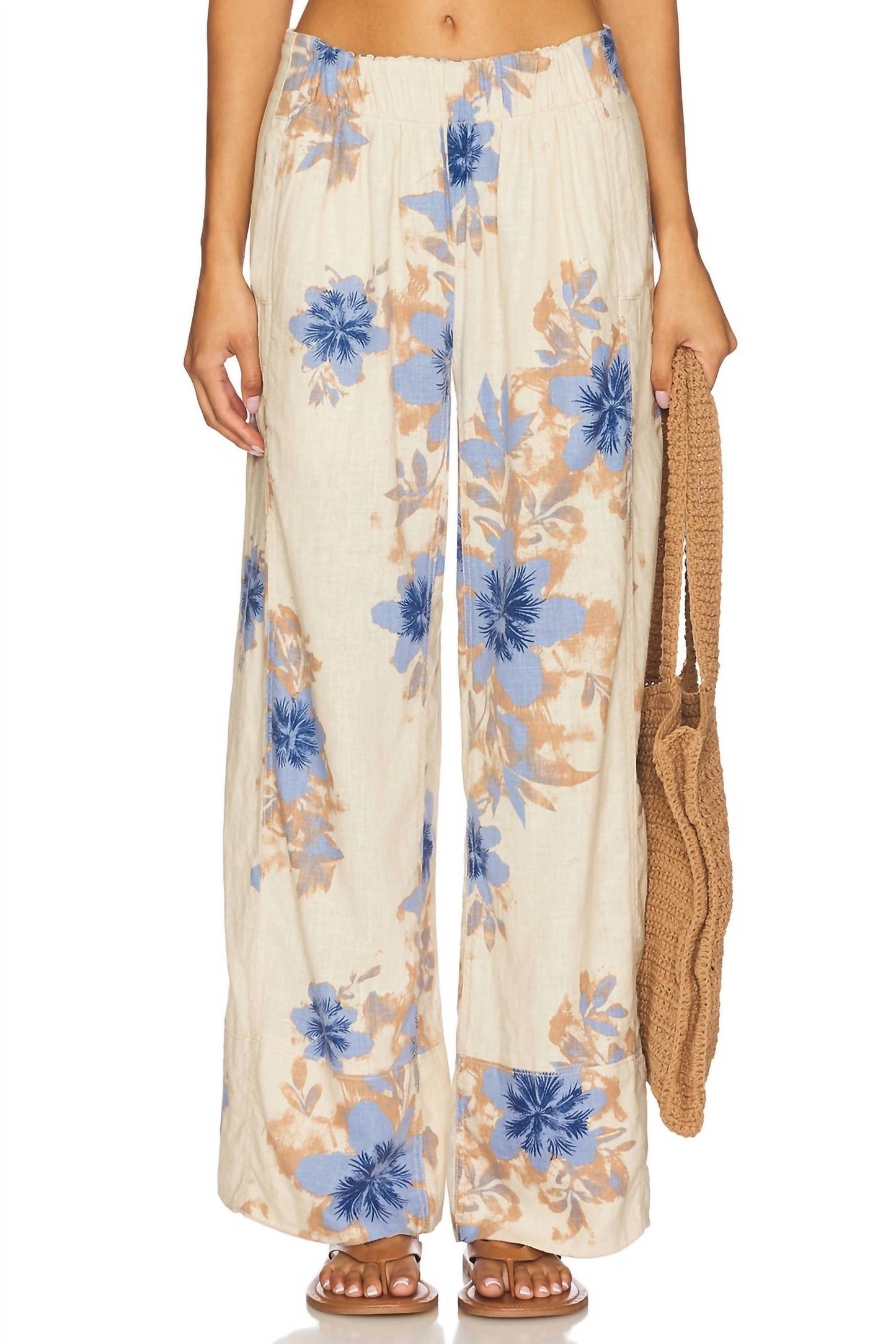 Free People - Day's End Linen Printed Pull-on Pants