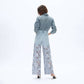 Bayeas - Rhinestone Patchwork Wide Leg Jeans
