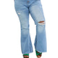 Vibrant Miu - Full Size Jess Button Flare Jeans