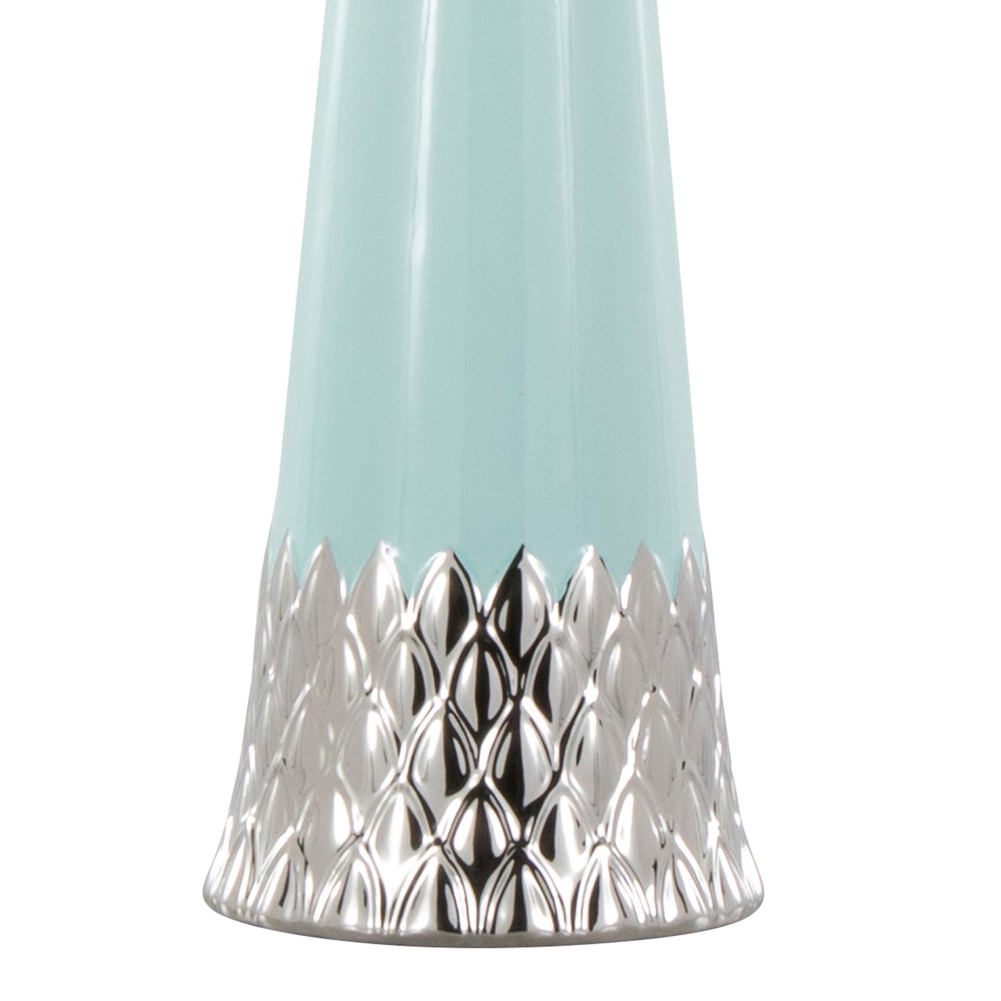 Penelope 22" Contemporary Ceramic Table Lamp with Tiffany Blue & Silver Body