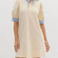 Entro - Mock Neck Contrast Striped Mini Dress
