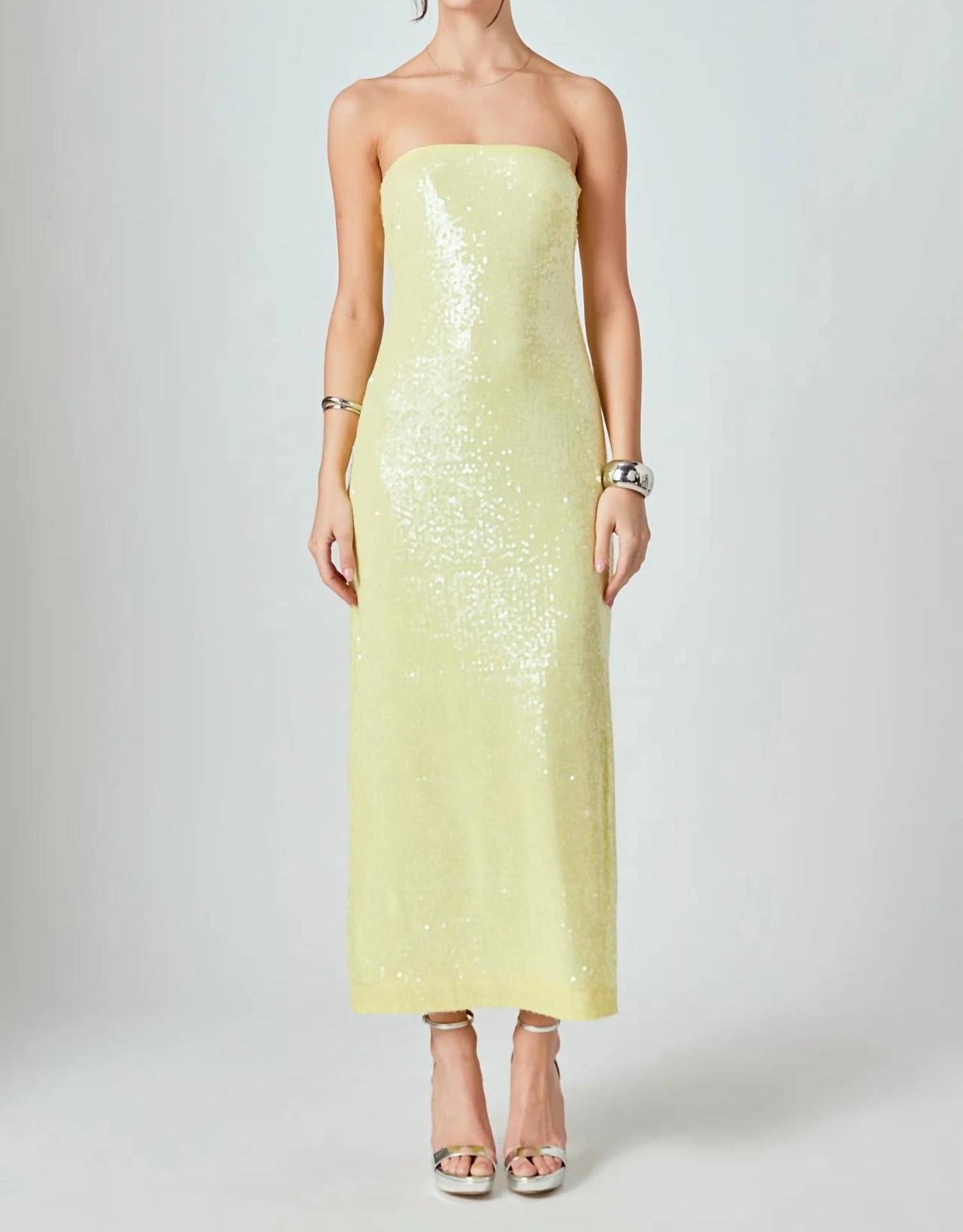 2.7 August Apparel - Strapless Sequin Maxi Dress