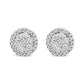 14K White Gold 1.0 Cttw Brilliant-Cut Diamond Halo-Style Cluster Round Button Stud Earrings (H-I Color, I1-I2 Clarity)