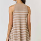 Lalavon - Striped Pleated Sleeveless Sweater Mini Dress