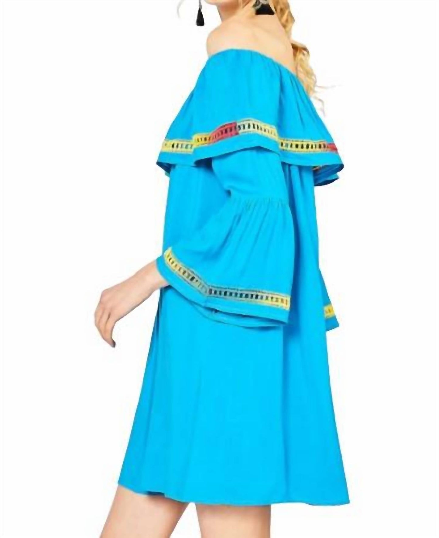 Entro - Off The Shoulder Bell Sleeve Dress