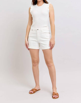 Judy Blue - Short Jeans Cintura Alta Punho Duplo Dobrado