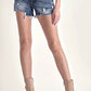 Risen - Mid Rise Raw Hem Denim Shorts