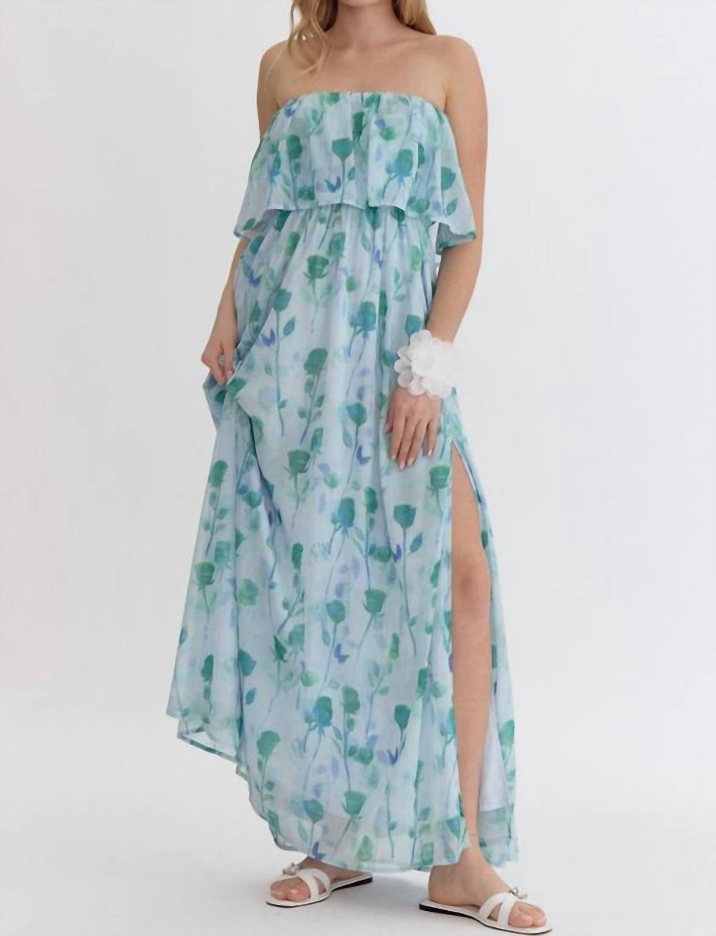Entro - Floral Strapless Maxi Dress
