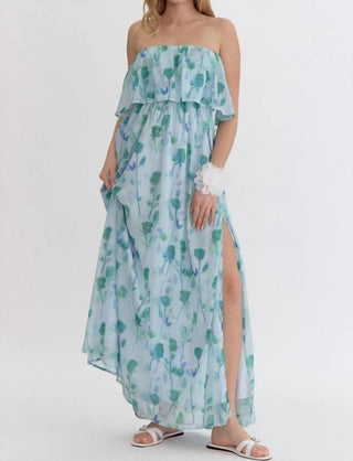 Entro - Vestido longo floral sem alças