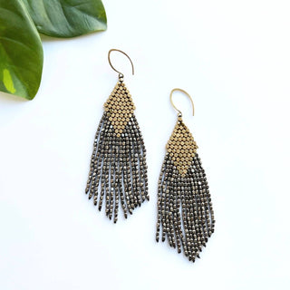 Baizaar - Brinco feminino com franjas de diamante e contas de latão