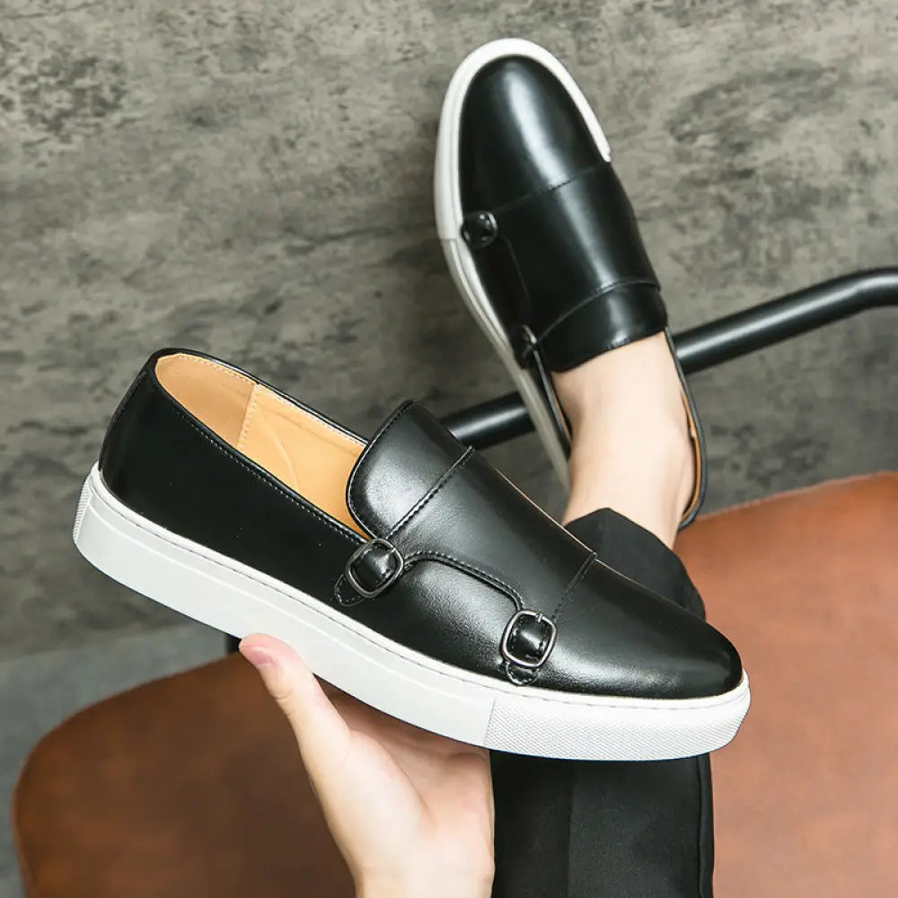Men's Double Monk Strap Leather Fashion Loafers