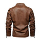 Men's Ribbed Faux Leather Insulated Motorcycle Jacket