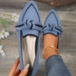 Woven Pointed Toe Bow Flat Breathable Summer Loafers