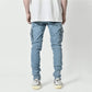 Slim Fit Distressed Denim Multi Pocket Cargo Jeans