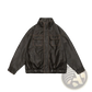 Faux Leather Biker Bomber Jacket with Utility Pockets