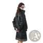 Faux Leather Biker Bomber Jacket with Utility Pockets