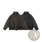 Faux Leather Biker Bomber Jacket with Utility Pockets