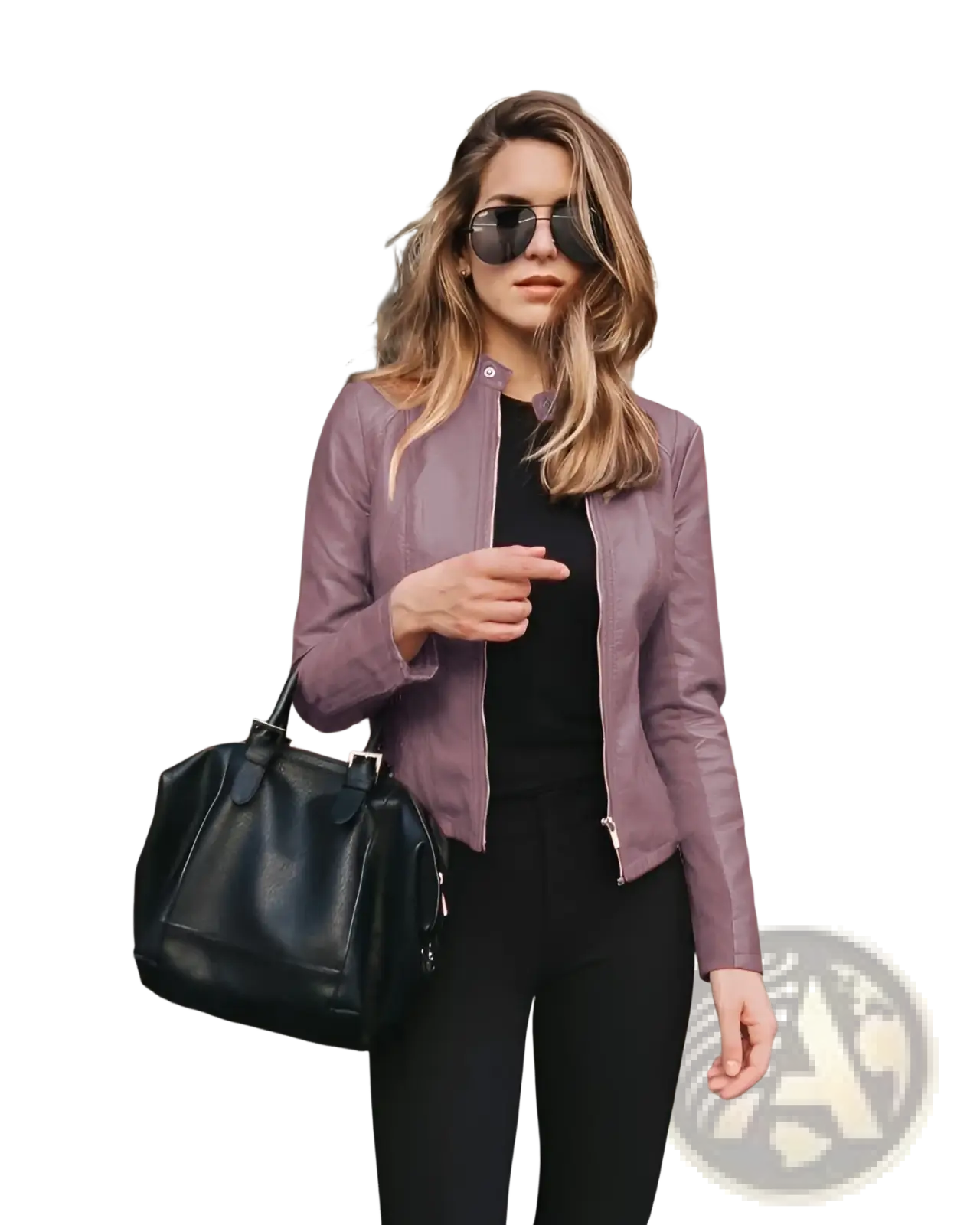 Faux Leather Bomber Jacket Fitted Zip Up Coat