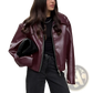 Faux Leather Bomber Jacket Loose Fit Cropped Moto Coat