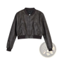 Faux Leather Bomber Jacket Retro Biker Style