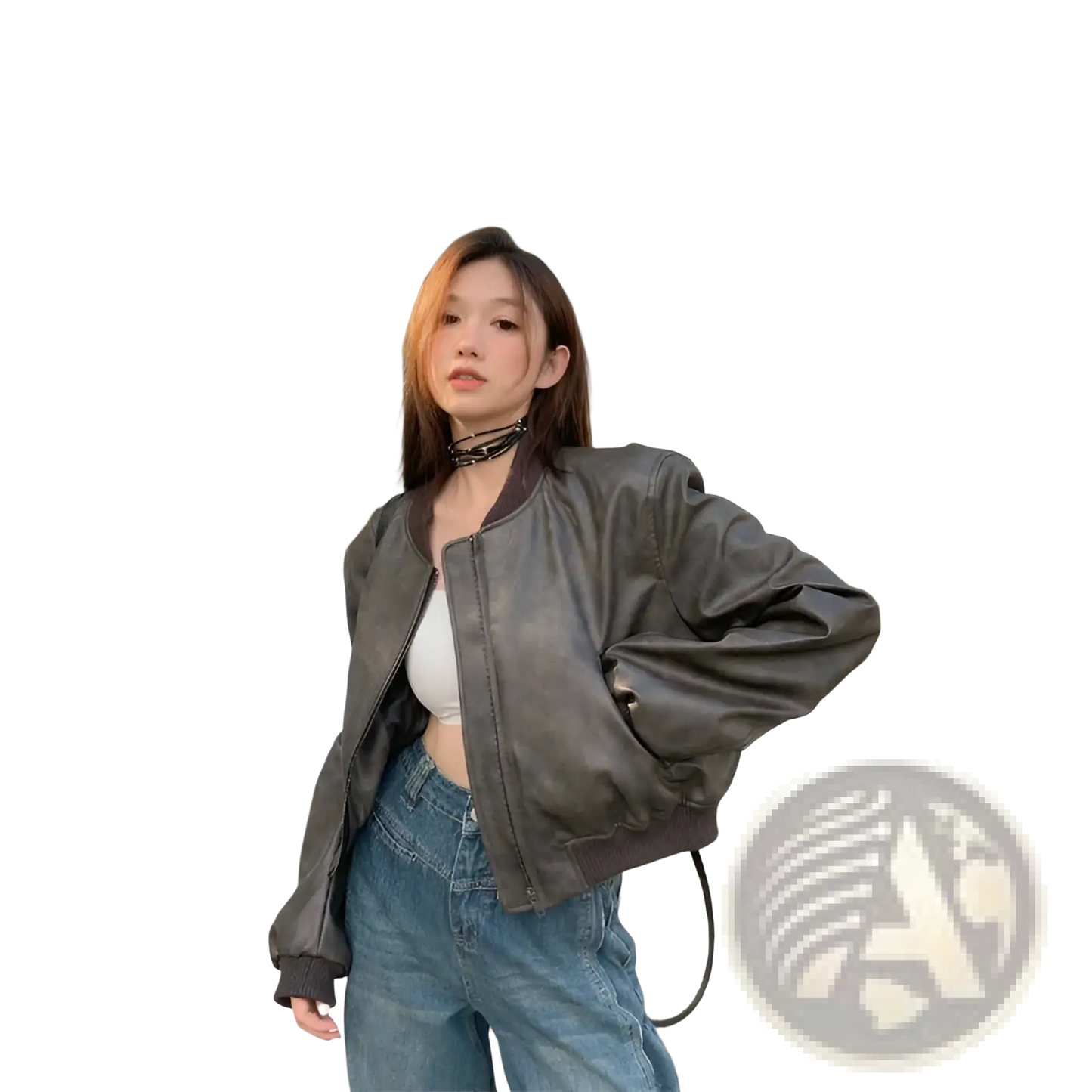 Faux Leather Bomber Jacket Retro Biker Style