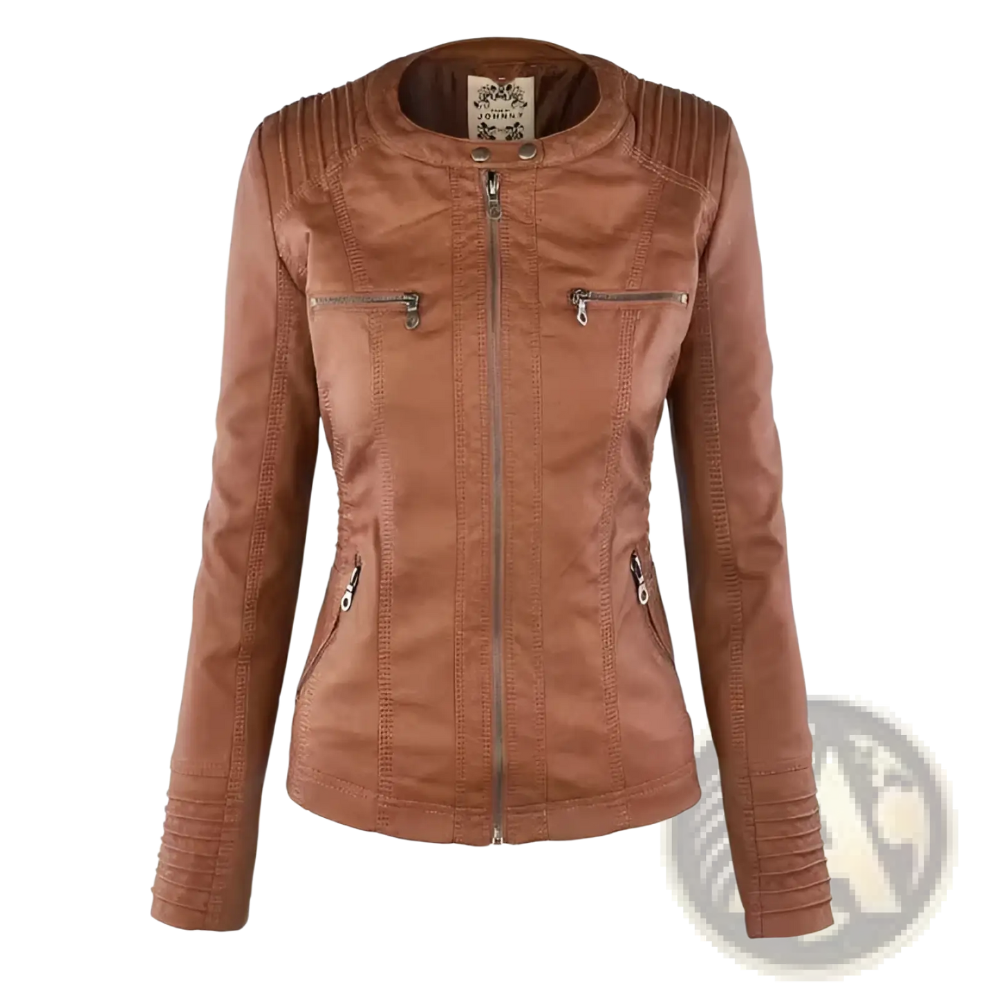 Faux Leather Moto Jacket with Detachable Hood