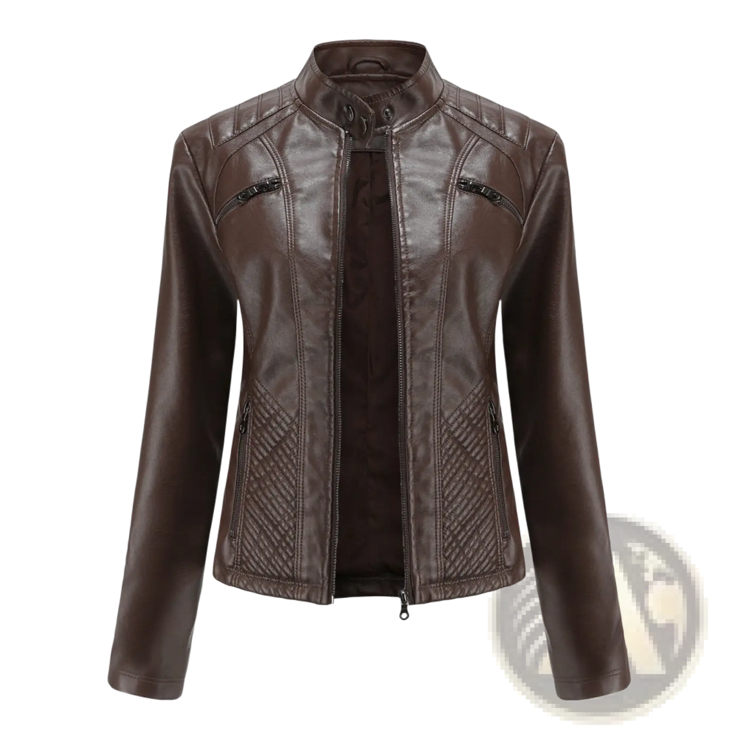 Faux Leather Moto Jacket Quilted Slim Fit Outerwear