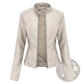 Faux Leather Moto Jacket Slim Fit Stand Collar