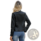 Faux Leather Moto Jacket Slim Fit Stand Collar