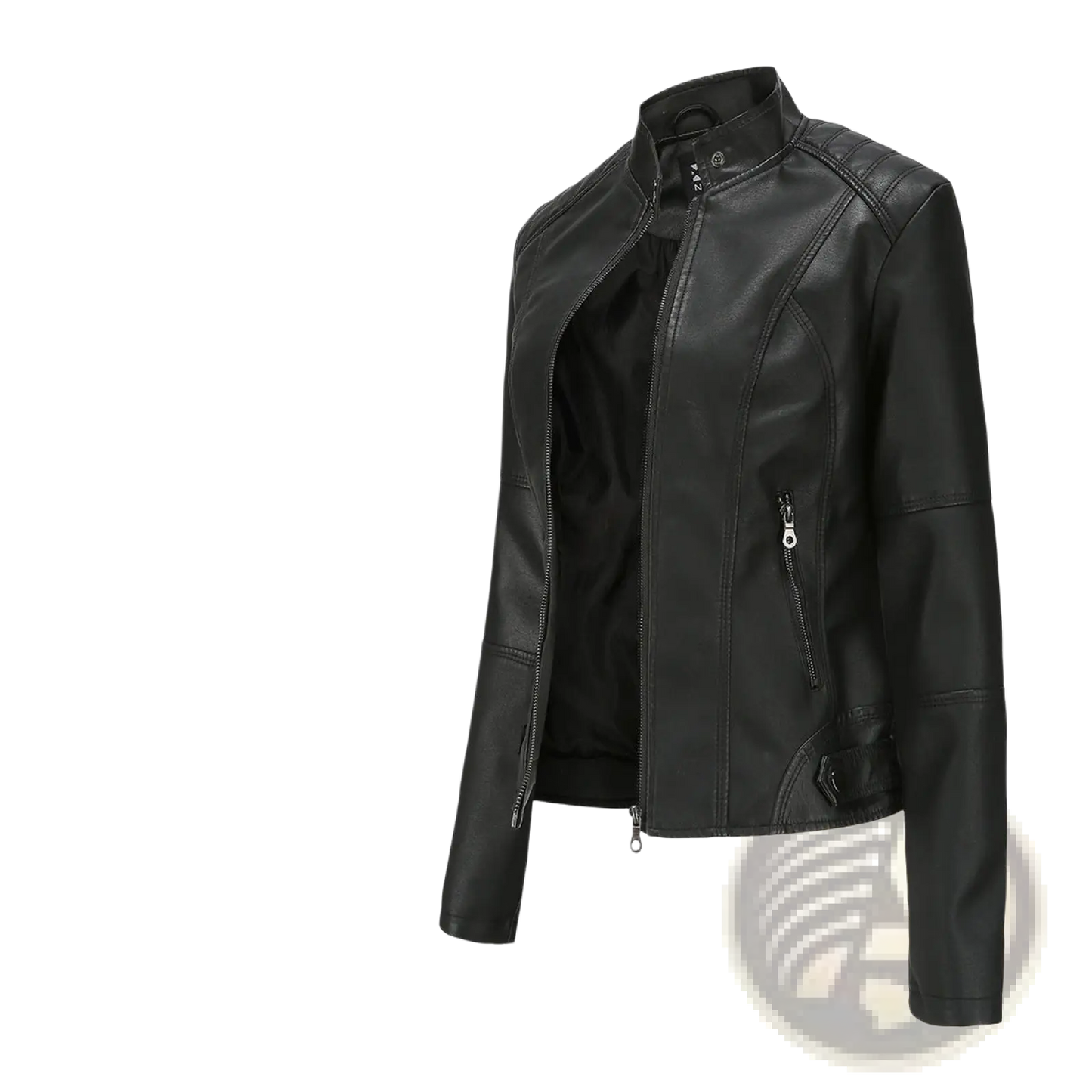 Faux Leather Moto Jacket Slim Fit Stand Collar