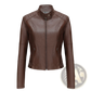 Faux Leather Moto Jacket with Stand Collar