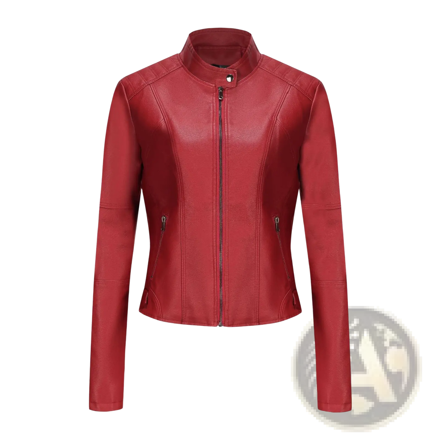 Faux Leather Moto Jacket with Stand Collar