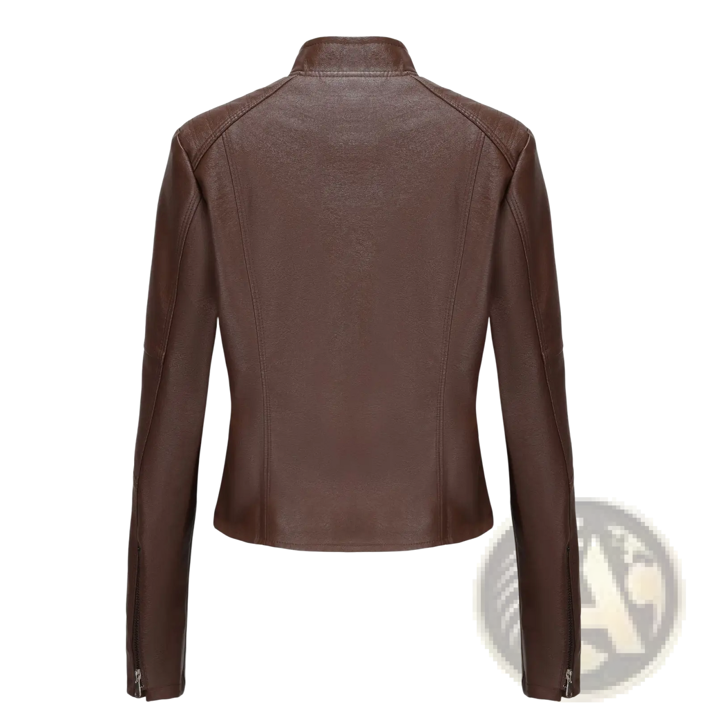 Faux Leather Moto Jacket with Stand Collar