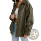 Faux Leather Motorcycle Jacket Plus Size Women's Bomber
