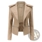 Faux Leather Motorcycle Jacket Slim Fit Biker Coat