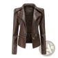 Faux Leather Motorcycle Jacket Slim Fit Biker Coat
