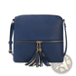 Faux Leather Tassel Crossbody Bag with Zipper Detail