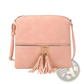 Faux Leather Tassel Crossbody Bag with Zipper Detail