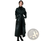 Faux Leather Trench Coat Belted Long Windbreaker Jacket