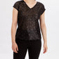 Frank Lyman - Sequin V-neck Knit Top