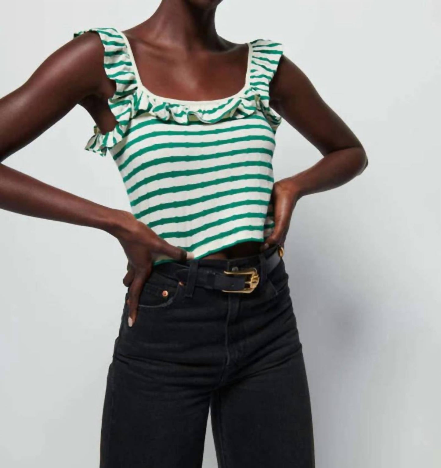 Nation Ltd - Rosa Stripe Ruffle Tank Top