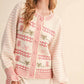 &Merci - Floral Ruffle Sleeve Sweater Cardigan