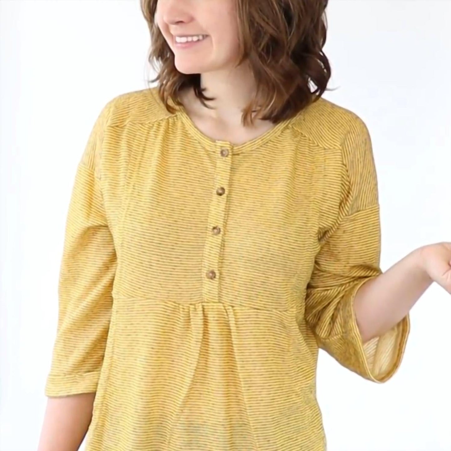 Very J - Long Sleeve Button Front Top